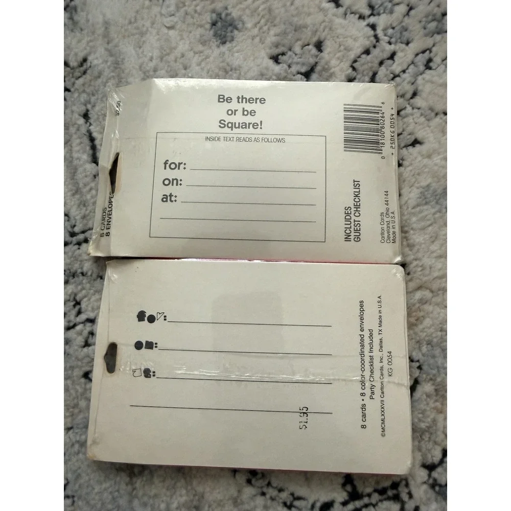Vintage Carlton Party Invitations 2 Packs Of 8- Be There Or Be Square